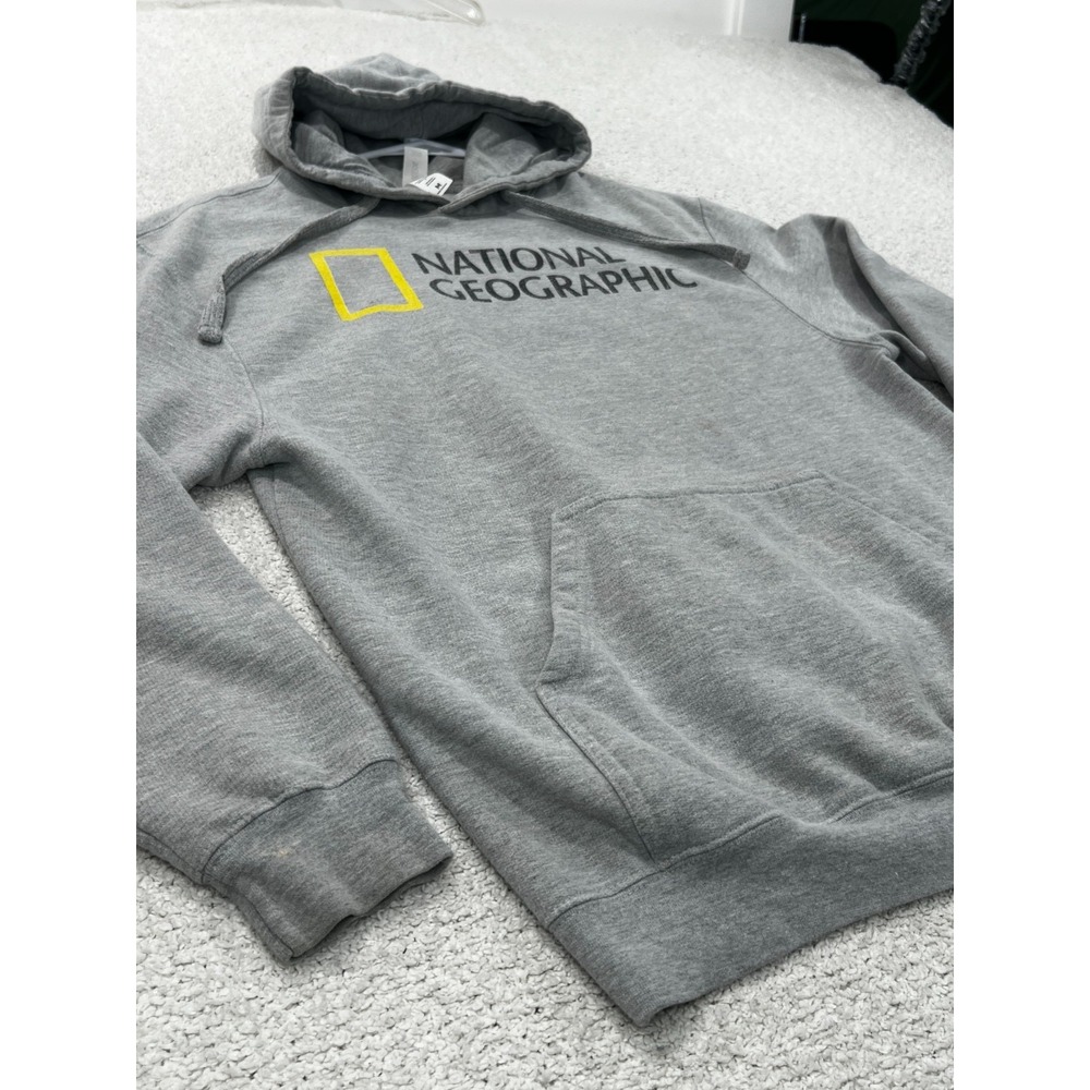 National Geographic Dinosaur Graphic Hoodie Mens M Gray Prehistoric Pullover